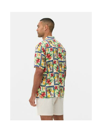 Chemise boutonnée à motif tropical homme