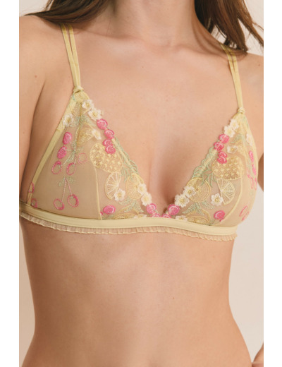 Soutien-gorge triangle avec motifs fruits brodés,Soutien-gorge triangle avec motifs fruits brodés;${refinementColor}
