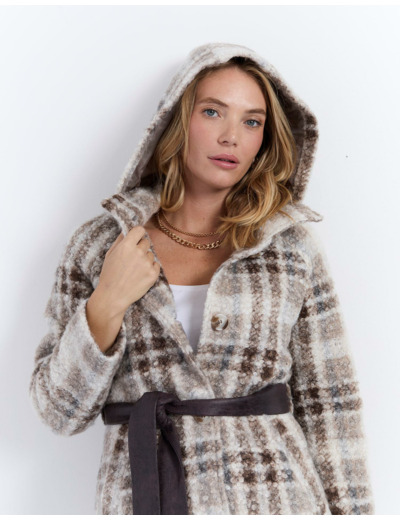 Manteau à carreaux BEIGE Femme