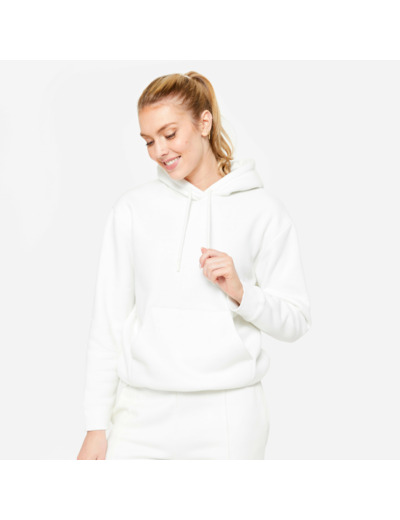 Sweat à Capuche Chaud de Fitness pour Femme - Blanc Coton