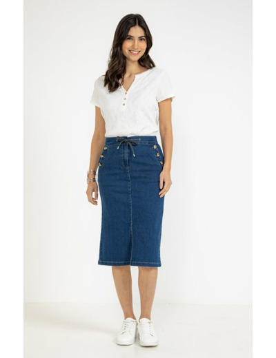 Jupe midi en denim stone