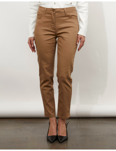 Pantalon 7/8 slim uni CAMEL Femme