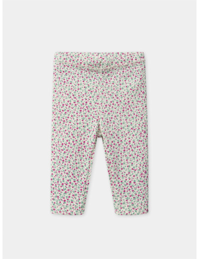 Legging imprimé fleuri côtelé Bébé Fille