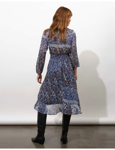 Robe midi imprimée BLEU