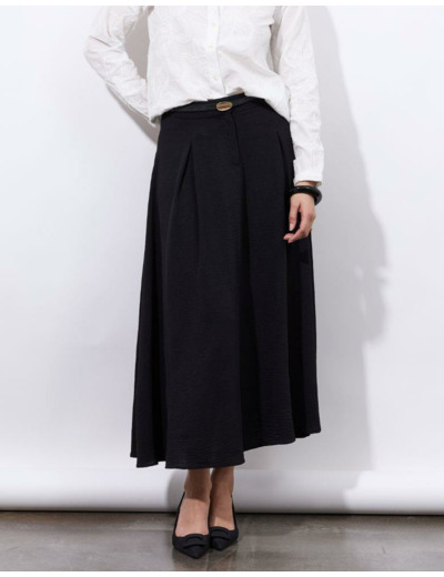 Jupe longue à basque unie NOIR