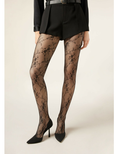 Collant en dentelle florale