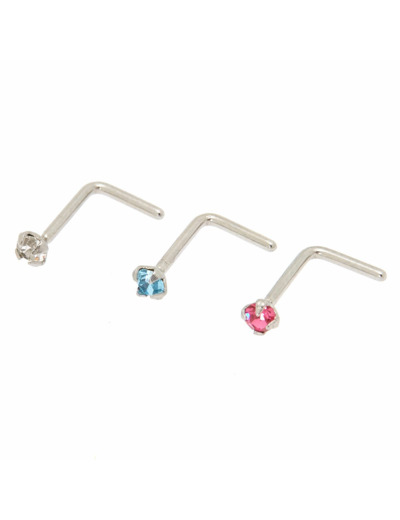 Lot de 3 piercings de nez pastel 20 g couleur argenté