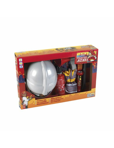 SET POMPIER AVEC CASQUE ET MÉGAPHONE - 7 PIÈCES