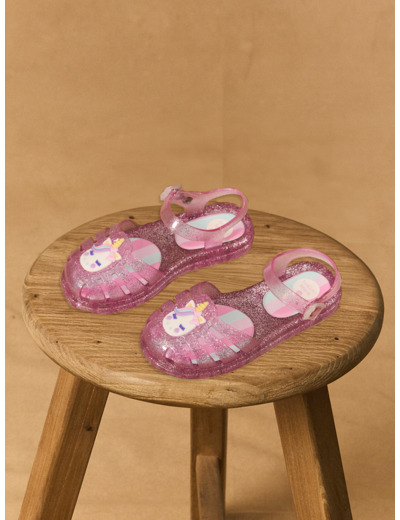 Sandales rose foncé paillettes