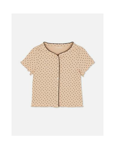 T-shirt boutonné à ourlet ondulé