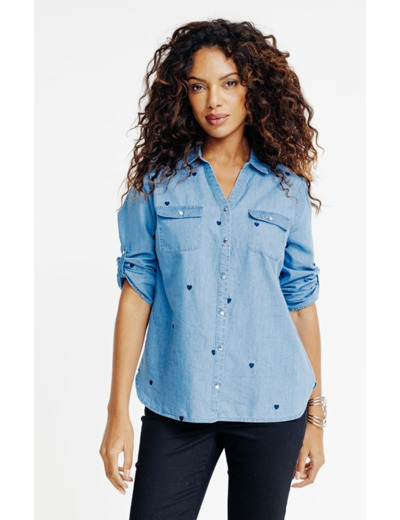 Chemise brodée coeurs