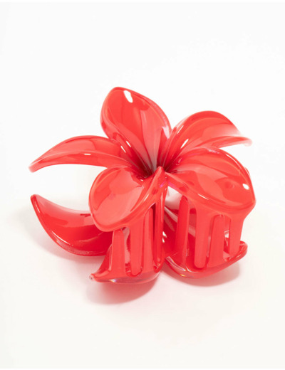 Red Frangipani Claw Clip
