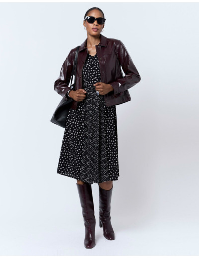 Robe midi imprimée NOIR