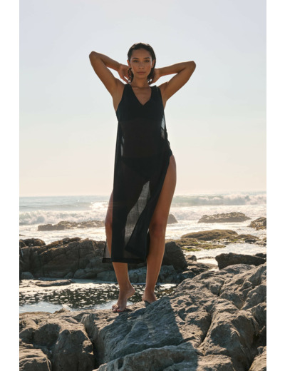 Robe longue en coton avec détail bijou,Robe longue en coton avec détail bijou;${refinementColor}