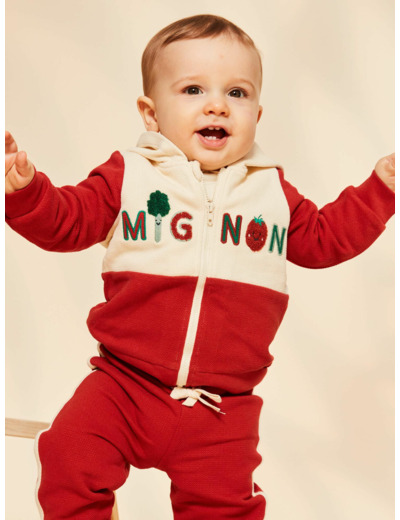 Haut de jogging rouge et vanille à capuche Mignon