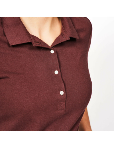 Polo golf en coton polyester manches courtes femme, MW500 marron foncé