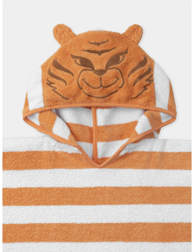 Poncho de bain rayée à capuche