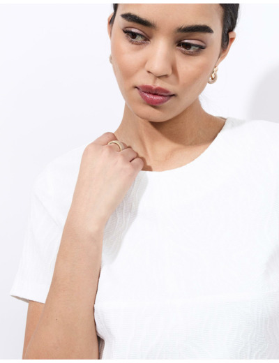 Robe midi jacquard BLANC