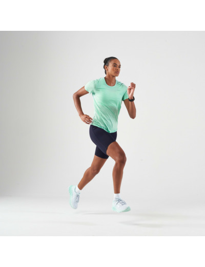 T-shirt running & trail sans couture femme - kiprun run 500 confort vert clair