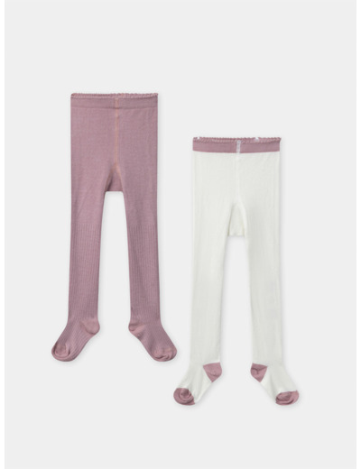 Lot de 2 collants rose uni ou blanc uni Bébé Fille