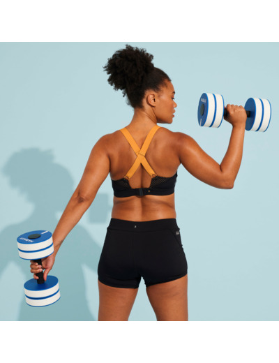 Haut de maillot de bain aquagym-aquabike femme Elea noir ocre