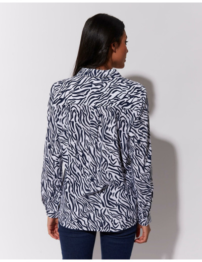 Chemisier manches longues imprimé zèbre MARINE Femme