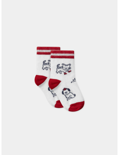 Chaussettes écrues jacquards animaux