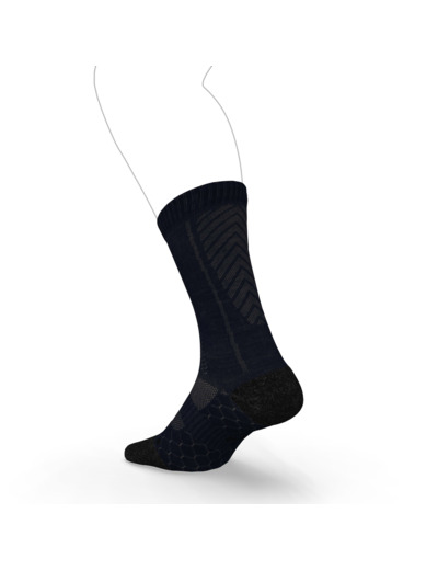 Chaussettes de running run900 mi-mollet laine merinos marine