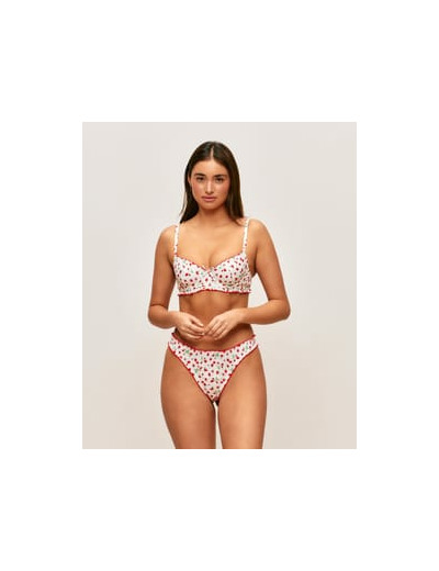 Soutien-gorge corbeille en popeline de coton à motif fraises