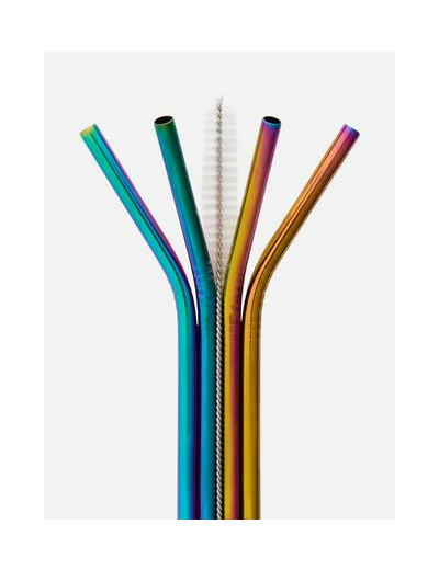 Lot de 4 pailles dégradées en acier inoxydable