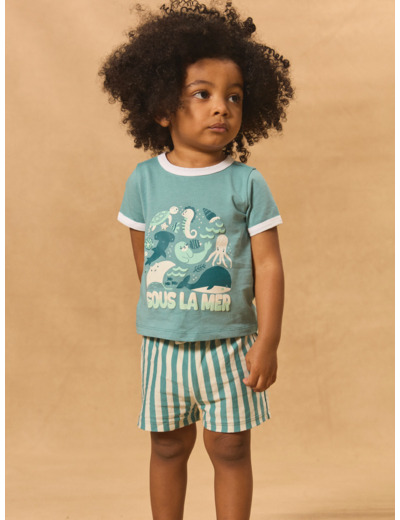 Ensemble tshirt et short rayé