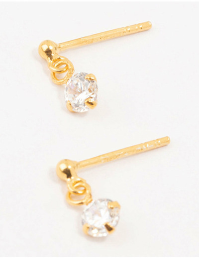 Gold Plated Sterling Silver Cubic Zirconia Drop Earrings