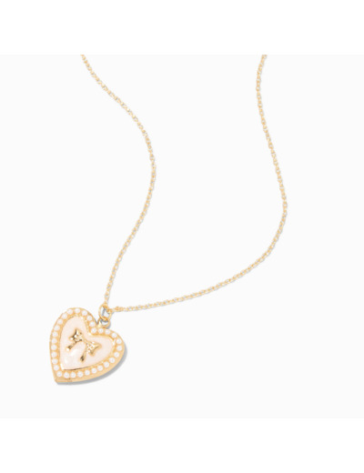 Collier à médaillon perlé nœud couleur dorée