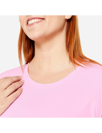 T-shirt manches courtes fitness cardio Plus Size femme Rose clair