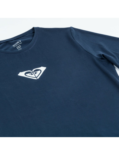 Tee shirt anti UV manches courtes Femme - Logo bleu indigo