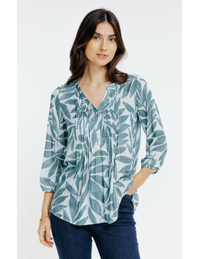 Chemise col mao avec plis