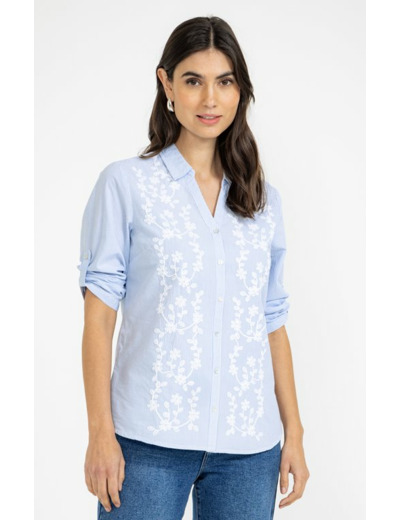 Chemise rayée brodée
