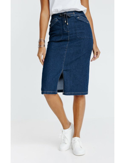 Jupe midi en denim brut