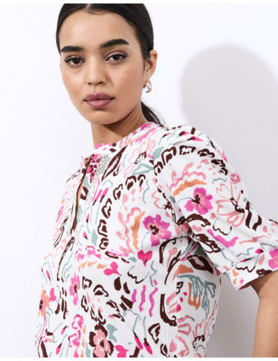 Top manches courtes imprimé BLANC Femme