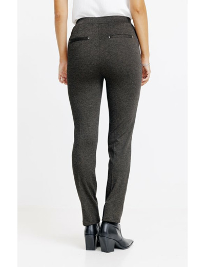 Tregging en maille aspect chiné bouton