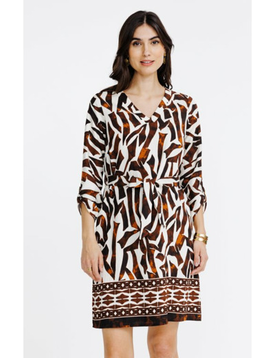 Robe ceinturée imprimée