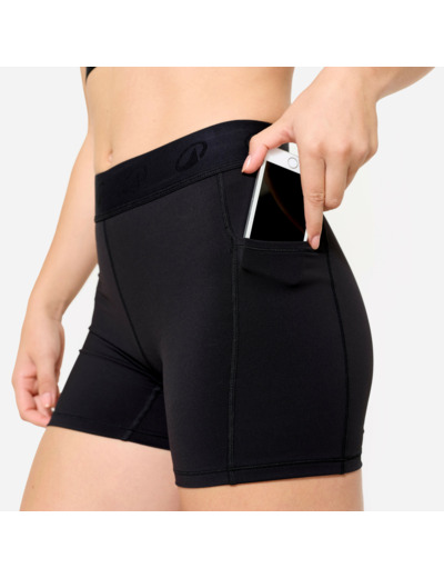 Short de fitness training avec ceinture élastiquée, noir