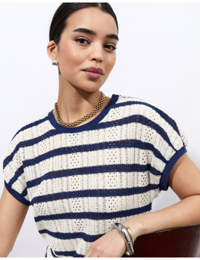 Top manches courtes rayé MARINE Femme