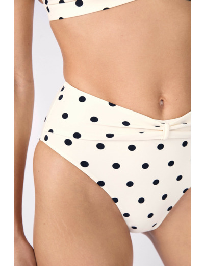 Culotte bikini taille haute à pois