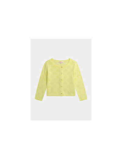 Cardigan jaune pâle en pointelle pour fille