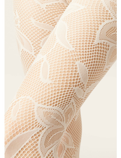 Collant en dentelle à grosses fleurs