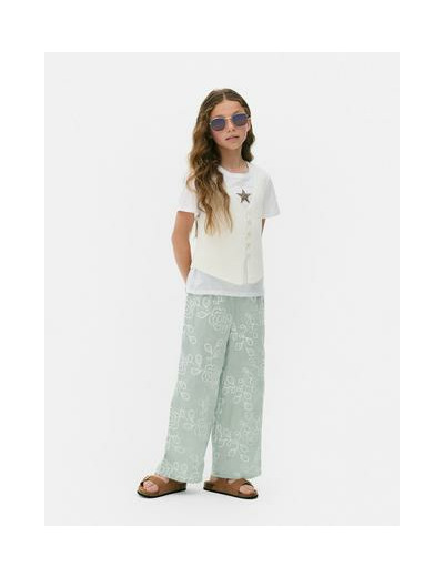 Pantalon à fleurs brodées