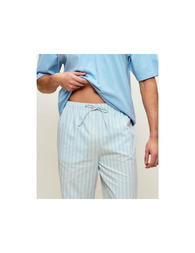 Pantalon en popeline de coton à rayures