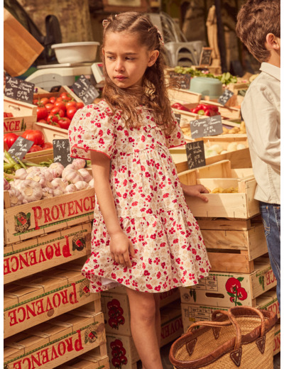 Robe imprimé fleuri à manches volantes Fille