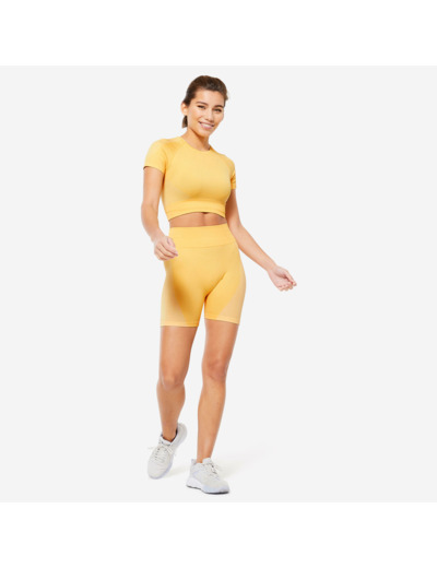 T-shirt Crop top manches courtes Fitness seamless Jaune